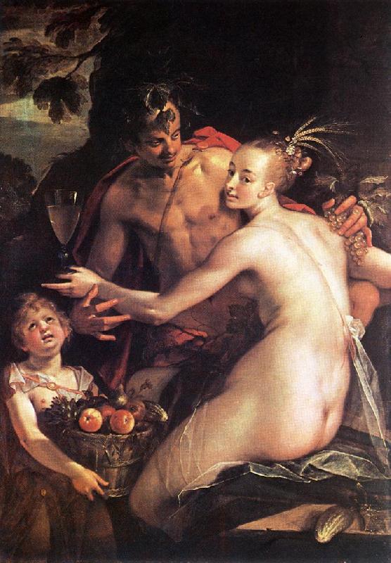AACHEN, Hans von Bacchus, Ceres and Cupid oil painting picture